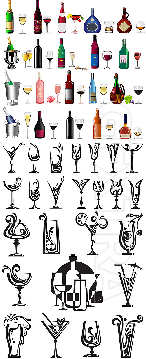 Wine bottles and goblets