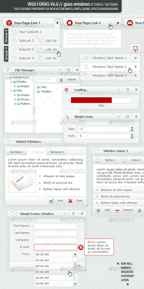 GraphicRiver: Web Forms and Windows - Glass Windows Style PSD