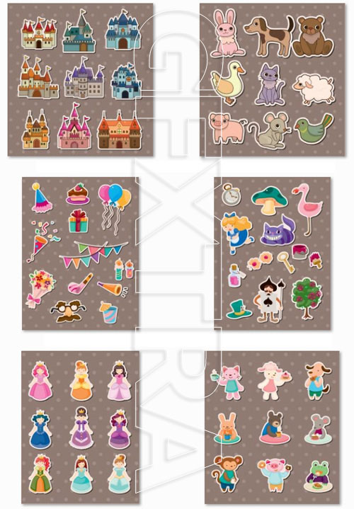 Kids Stickers and Label Vectors 22xEPS