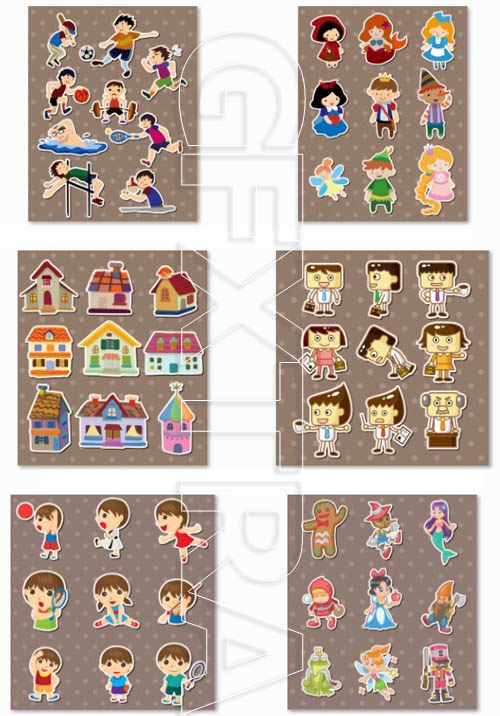 Kids Stickers and Label Vectors 22xEPS