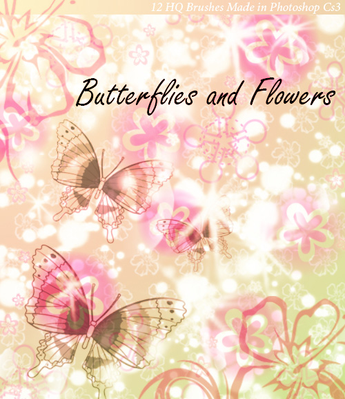 Butterflies And Flowers Brushes Set