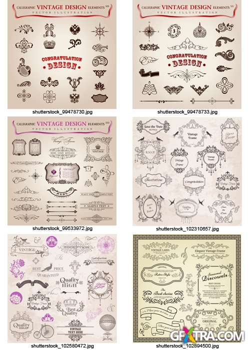 Amazing SS - Floral Ornaments &amp; Vintage Labels 5, 25xEPS