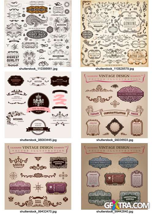 Amazing SS - Floral Ornaments &amp; Vintage Labels 5, 25xEPS