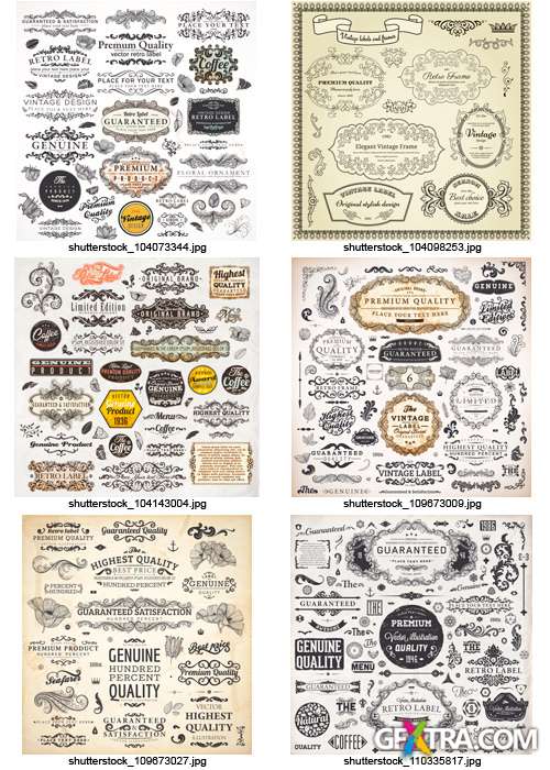 Amazing SS - Floral Ornaments &amp; Vintage Labels 5, 25xEPS