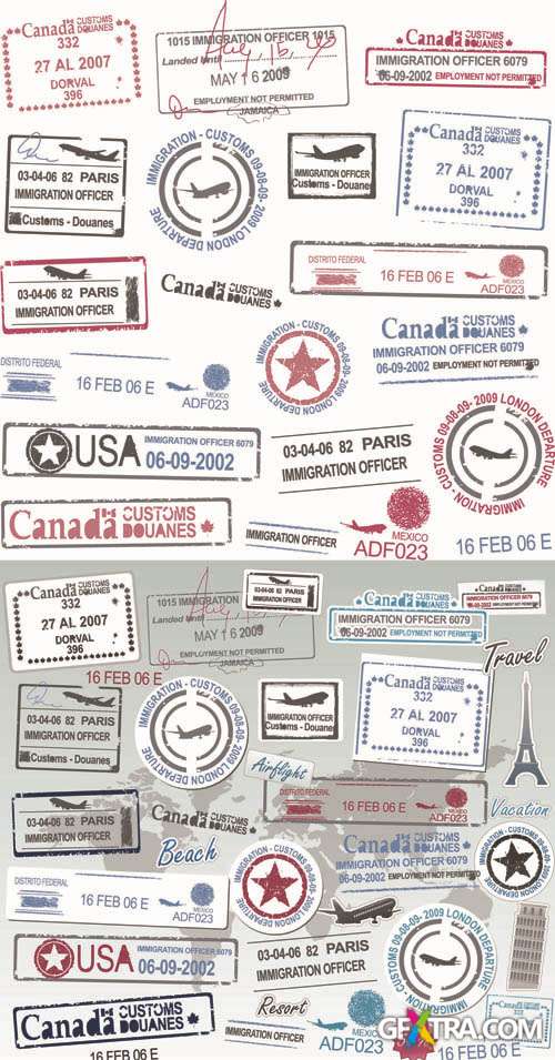 Travel and Customs - Stamps the Vector Collection #2