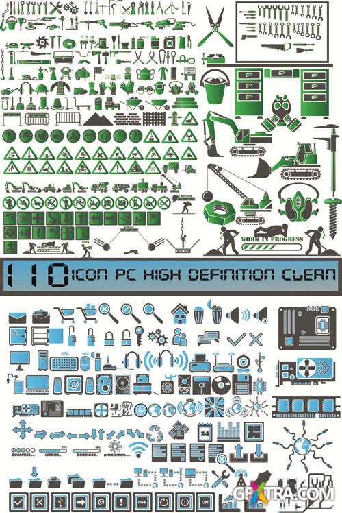 Construction, PC & Electronics - Big Vector Collection of Symbols and Icons