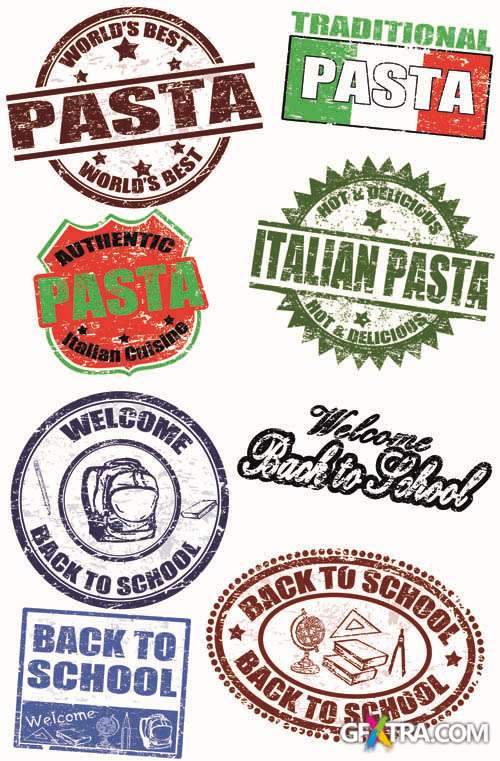 Italian Pasta & School Set - Stamps the Vector Collection #3