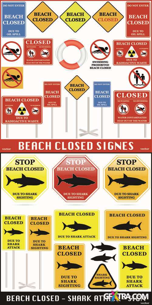 Beach Closed - Vector Signs Collection #3
