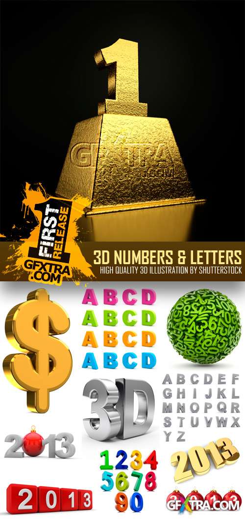 3D Numbers & Letters 25xJPG » GFxtra