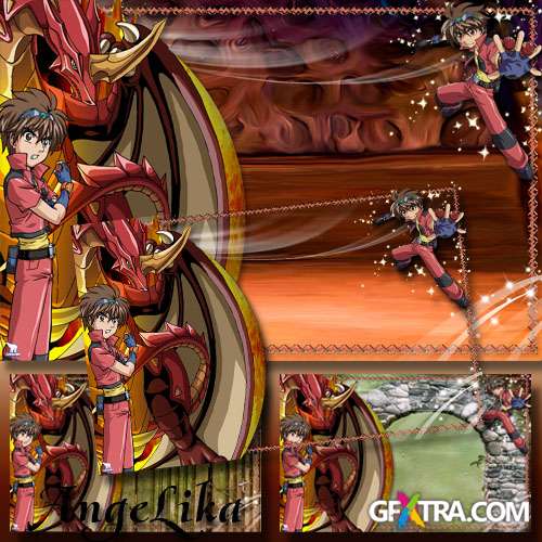 Photoframe for Boys with Heroes of Animated Film Bakugan - Mysterious Cave