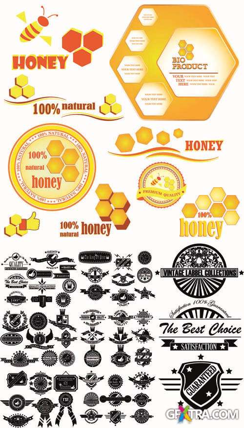 Honey - Labels Vector Collection #203