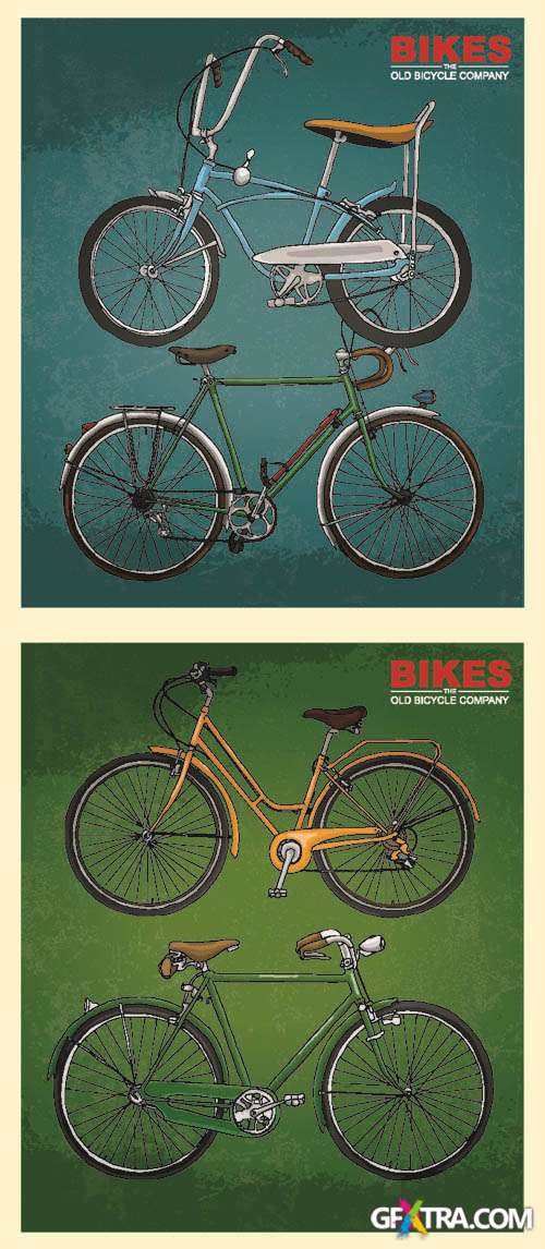 Retro Bicycles - Vector Set