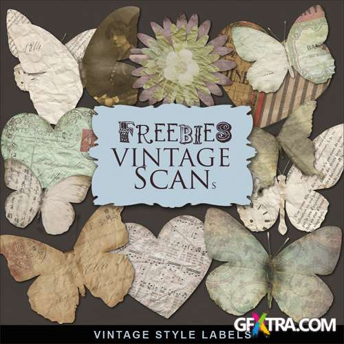 Scrap-kit - Paper Butterflies - Vintage Style Labels For Creative Design