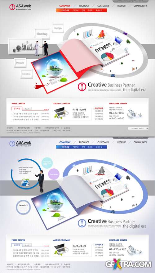 Korea Business PSD Web Templates 7 (Red and Blue Style)