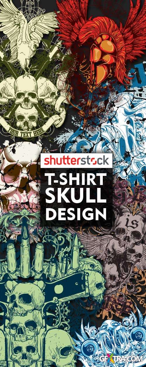 T-Shirt Skull Designs, 56xEPS ShutterStock