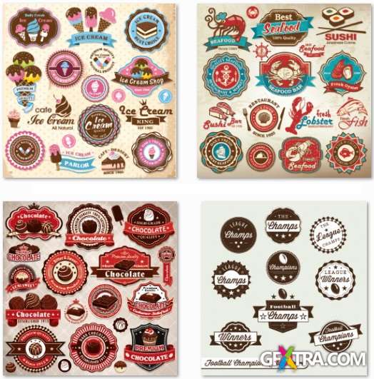 Mega Vector Labels Collection - 50 EPS Vector Stock