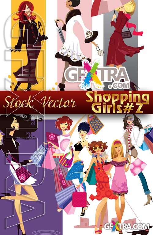 Shopping Girls #2 - Stock Vector