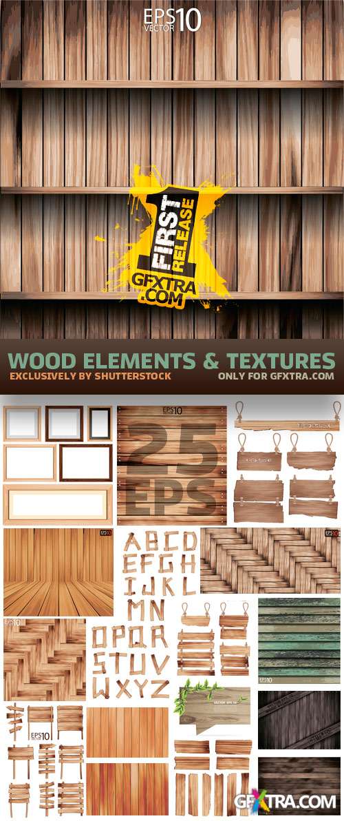Amazing SS - Wood Elements & Textures, 25xEPS