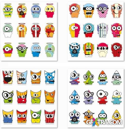 Funny Monsters Collection - 25 EPS Vector Stock