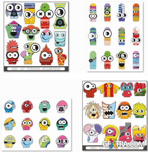 Funny Monsters Collection - 25 EPS Vector Stock