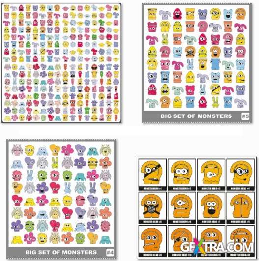 Funny Monsters Collection - 25 EPS Vector Stock