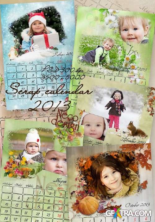 Beautiful scrap calendar flip to the framework for 2013