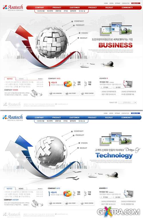 Red Business Network Korea PSD Web Templates - Technology Creative Style Design