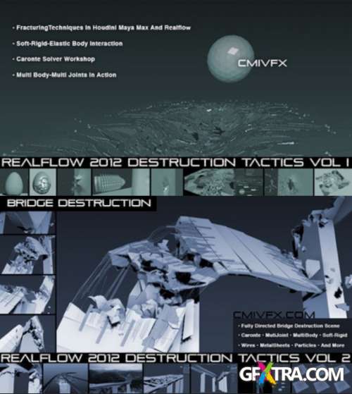 cmiVFX - RealFlow Destruction Tactics Vol. 01 and Vol. 02 [FULL]