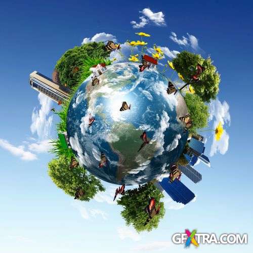 Earth Globes - Nature & City Clean Environment 25xJPG