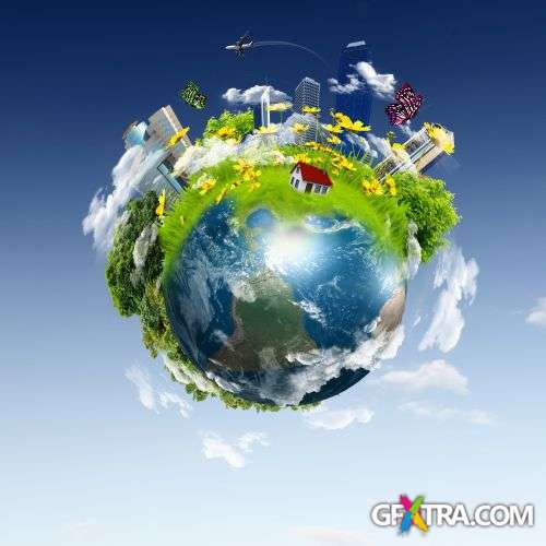 Earth Globes - Nature & City Clean Environment 25xJPG