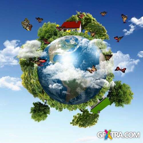 Earth Globes - Nature & City Clean Environment 25xJPG