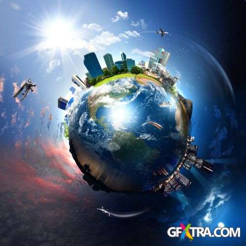 Earth Globes - Nature & City Clean Environment 25xJPG