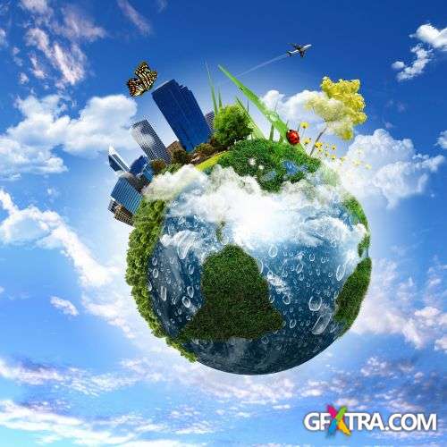 Earth Globes - Nature & City Clean Environment 25xJPG