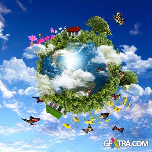 Earth Globes - Nature & City Clean Environment 25xJPG