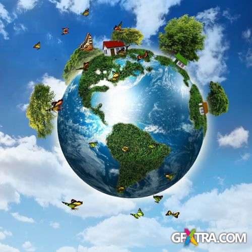 Earth With The Different Elements - Shutterstock 25xjpg