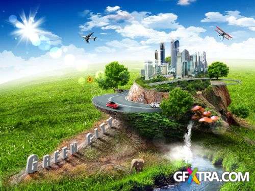 Earth Globes - Nature & City Clean Environment 25xJPG