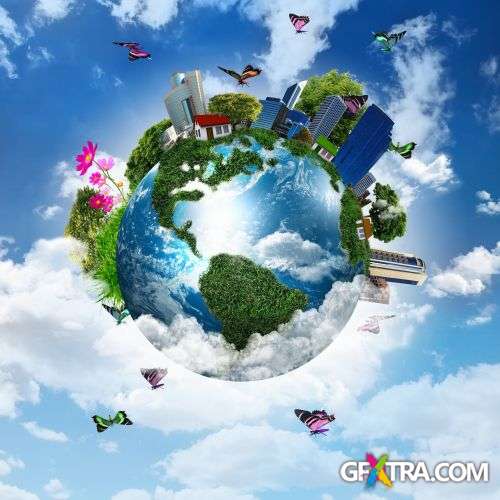 Earth Globes - Nature & City Clean Environment 25xJPG