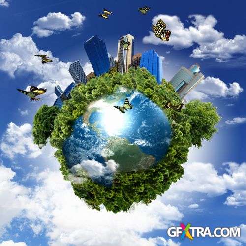 Earth Globes - Nature & City Clean Environment 25xJPG