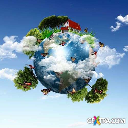 Earth Globes - Nature & City Clean Environment 25xJPG