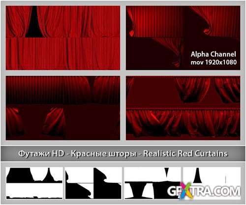Footage with alpha channel - Red, theater curtains