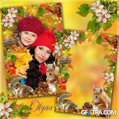 Autumn frame for a photoshop - The wonderful time, eyes charm