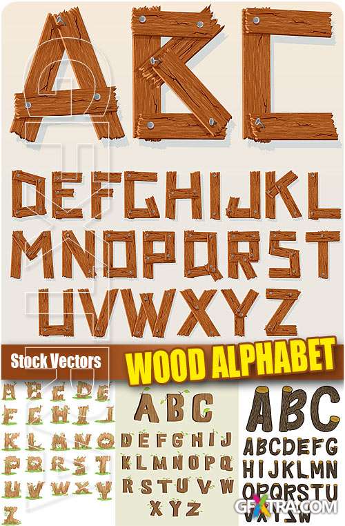 Wood alphabet - Stock Vectors