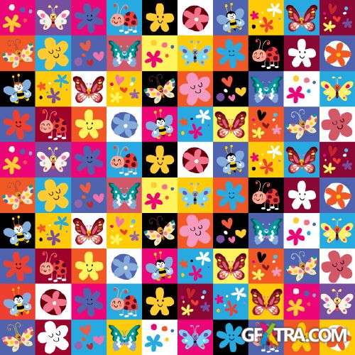 Fun Cartoon Seamless Patterns for Kids 50xEPS