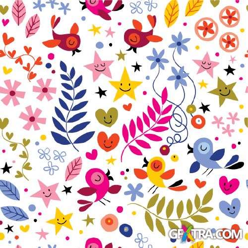 Fun Cartoon Seamless Patterns for Kids 50xEPS