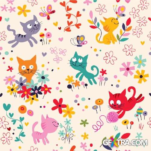Fun Cartoon Seamless Patterns for Kids 50xEPS