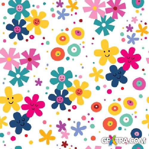 Fun Cartoon Seamless Patterns for Kids 50xEPS
