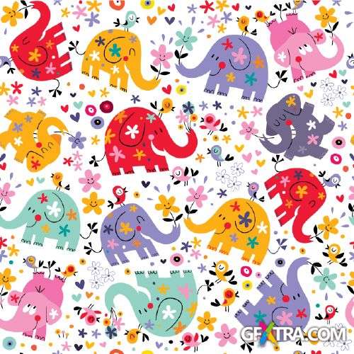 Fun Cartoon Seamless Patterns for Kids 50xEPS