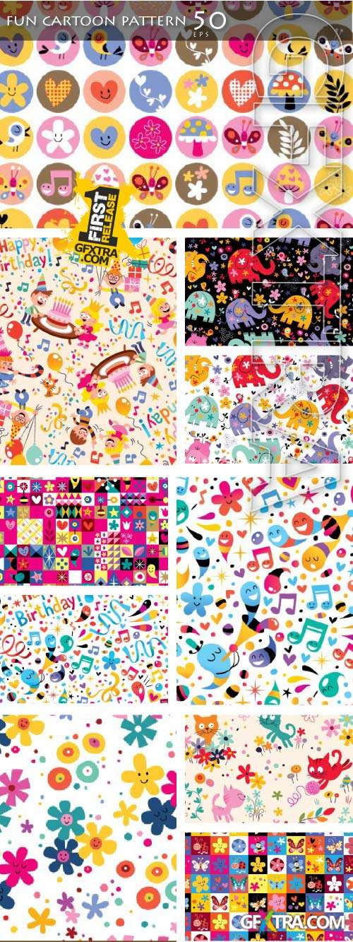 Fun Cartoon Pattern - Shutterstock 50xEPS