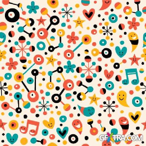 Fun Cartoon Seamless Patterns for Kids 50xEPS