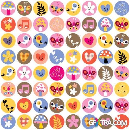Fun Cartoon Seamless Patterns for Kids 50xEPS